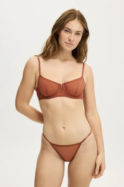 Cotton On U Wire Mesh Balconette Bra In Caramel Crush