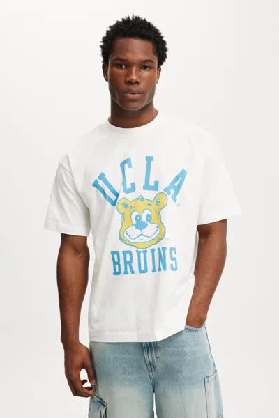 Cotton On Ucla Box Fit T-shirt In Lcn Ucl Vintage White / Ucla - Bruins Mascot