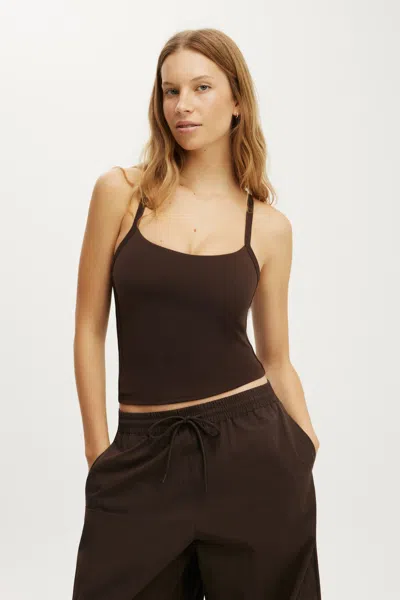 Cotton On Ultra Soft Contrast T-bar Tank In Brown