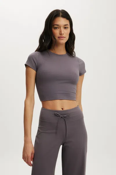 Cotton On Ultra Soft Cropped Fitted Tshirt In Violet Grey