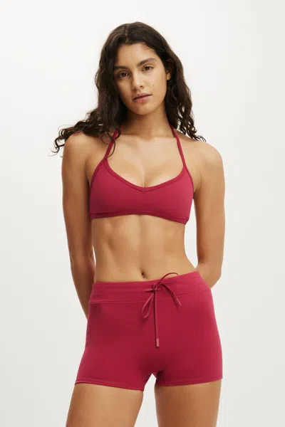 Cotton On Ultra Soft Halter Open Back Crop In Red