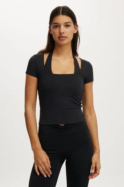 Cotton On Ultra Soft Square Neck Fitted Tshirt In Black