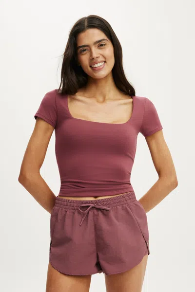 Cotton On Ultra Soft Square Neck Fitted Tshirt In Dusty Rose