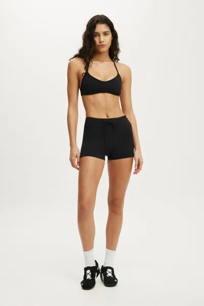 Cotton On Ultra Soft Tie Front Micro Short In Black
