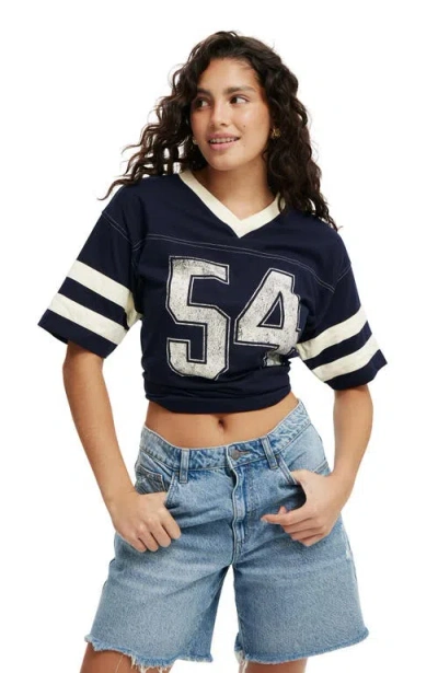 Cotton On V Neck Oversized Graphic Tee In Blue