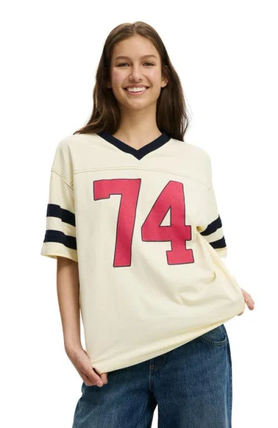 Cotton On V Neck Oversized Graphic Tee In Neutral