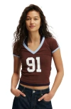 Cotton On V Neck Retro Baby Graphic Tee In Brown