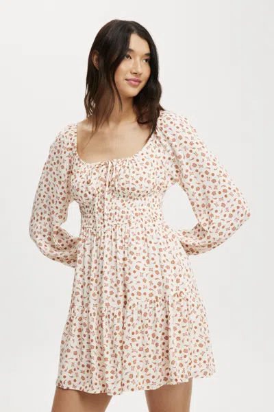 Cotton On Valerie Long Sleeve Mini Dress In Paisley Ditsy Blondie