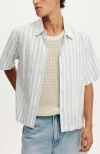 Cotton On Ventura Short Sleeve Shirt In Blue Seersucker Stripe