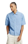 Cotton On Ventura Short Sleeve Shirt In Blue Stripe