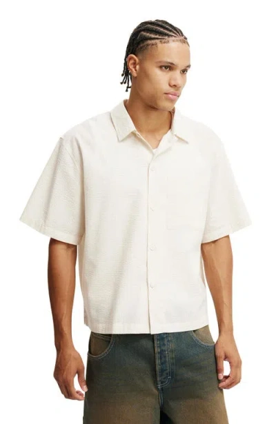 Cotton On Ventura Short Sleeve Shirt In Bone Seersucker Stripe