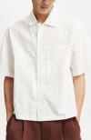 Cotton On Ventura Short Sleeve Shirt In Off White Stripe