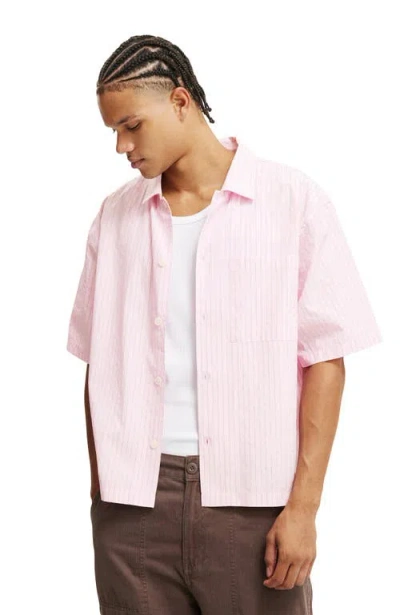 Cotton On Ventura Short Sleeve Shirt In Summer Pink Stripe