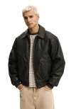 Cotton On Vintage Faux Leather Bomber In Black