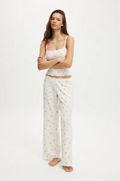 Cotton On Waffle Wide Leg Pant In White