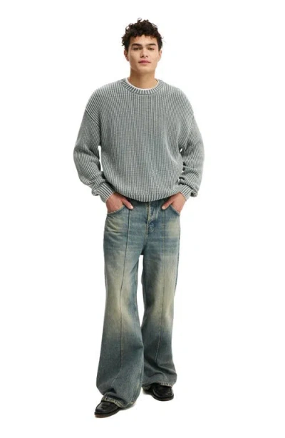 Cotton On Washed Box Fit Crew Knit In Gray