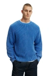 Cotton On Washed Box Fit Crew Knit In Washed Blue