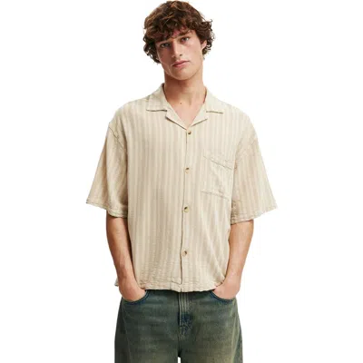 Cotton On Washed Box Fit Short Sleeve Shirt In Neutral
