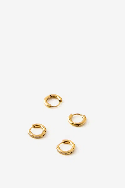Cotton On Waterproof 2pk Small Earring In Gold Cubic Zirconia Huggies