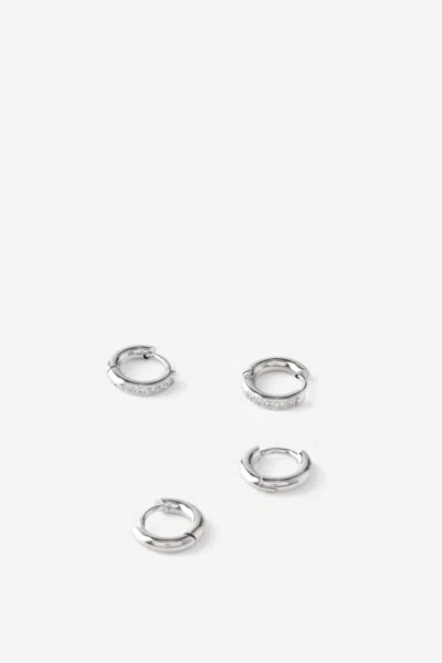 Cotton On Waterproof 2pk Small Earring In Silver Cubic Zirconia Huggies