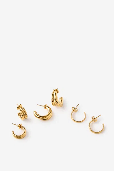 Cotton On Waterproof 3pk Mid Earring In Gold