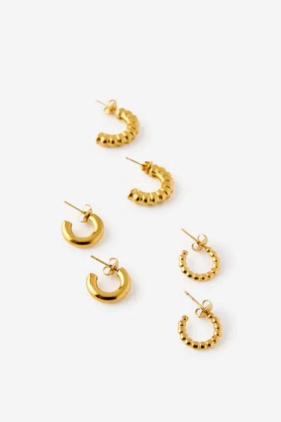 Cotton On Waterproof 3pk Mid Earring In Gold