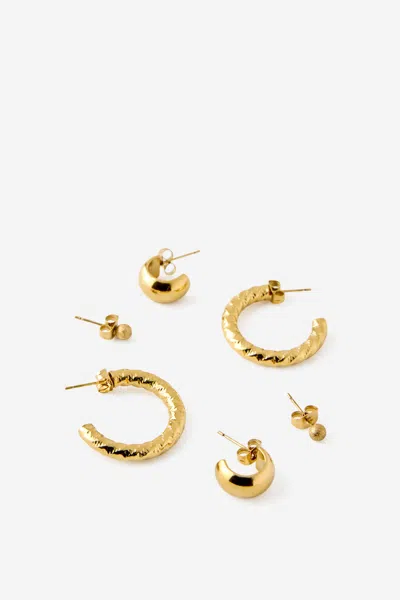 Cotton On Waterproof 3pk Mid Earring In Gold