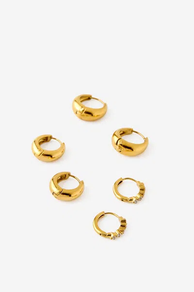 Cotton On Waterproof 3pk Mid Earring In Gold