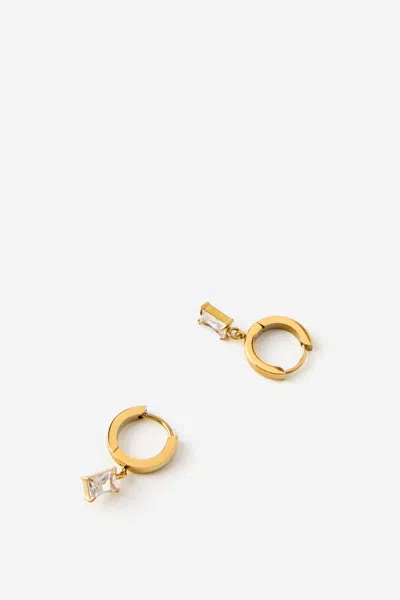 Cotton On Waterproof Charm Hoop Earring In Gold Diamante Baguette