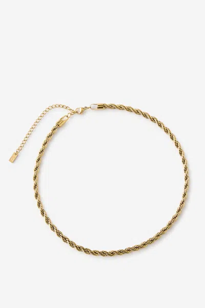 Cotton On Waterproof Mid Chain Necklace In Gold Twist Rope Chain