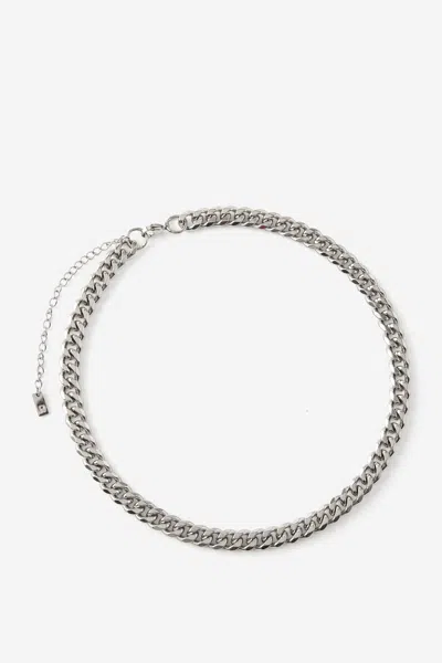 Cotton On Waterproof Mid Chain Necklace In Silver Chunky Cuban Chain