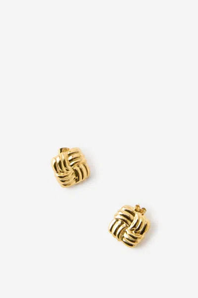 Cotton On Waterproof Mid Charm Earring In Gold Square Woven