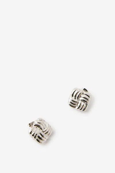 Cotton On Waterproof Mid Charm Earring In Silver Square Woven