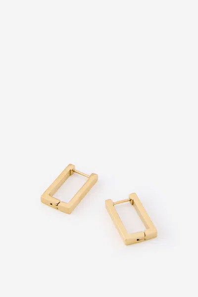 Cotton On Waterproof Mid Hoop Earring In Gold Rectangle Huggie