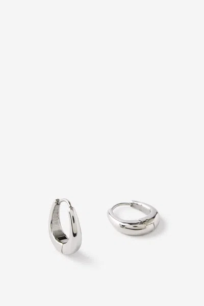 Cotton On Waterproof Mid Hoop Earring In Silver