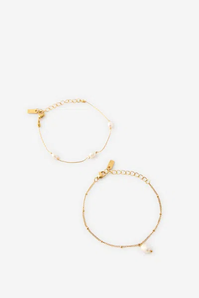 Cotton On Waterproof Multi Pack Bracelet In Gold Pearl Drop
