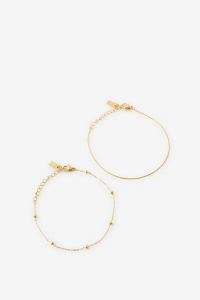 Cotton On Waterproof Multi Pack Bracelet In Gold Satellite Snake Chains