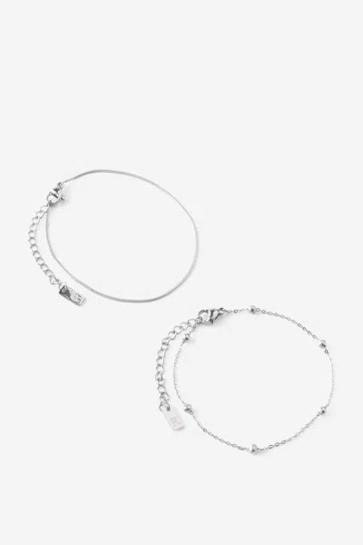 Cotton On Waterproof Multi Pack Bracelet In Silver Satellite Snake Chains