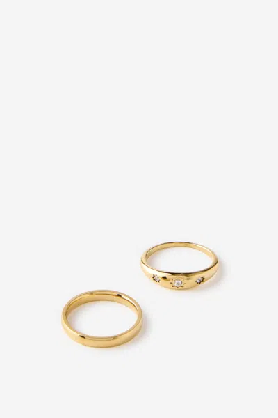 Cotton On Waterproof Multipack Ring In Gold Dome Dia