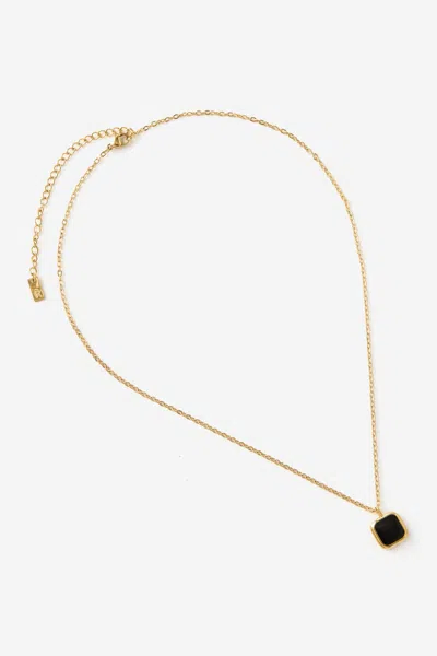 Cotton On Waterproof Pendant Necklace In Gold Black Rectangle Charm