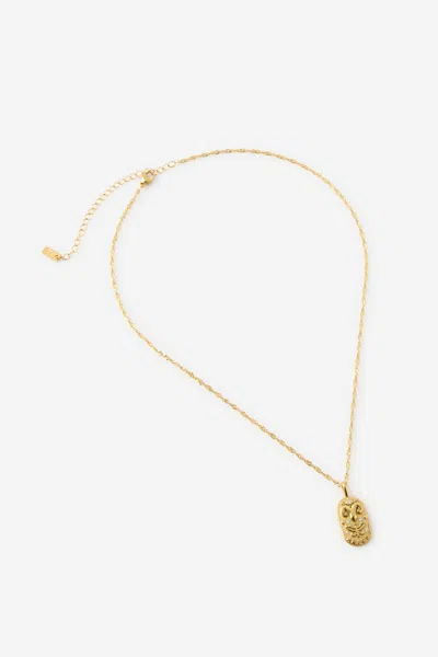 Cotton On Waterproof Pendant Necklace In Gold Hammerd Coin Stone Zodiac Aries
