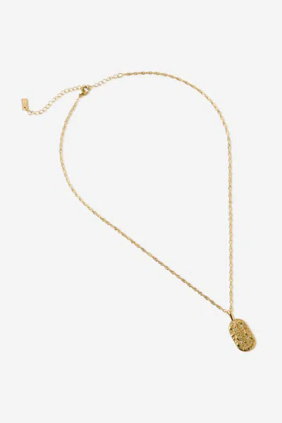 Cotton On Waterproof Pendant Necklace In Gold Hammerd Coin Stone Zodiac Libra