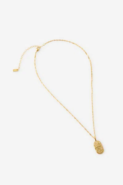 Cotton On Waterproof Pendant Necklace In Gold Hammerd Coin Stone Zodiac Sagitta