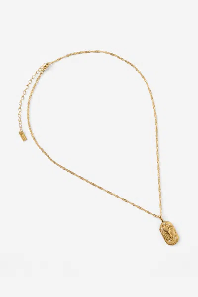 Cotton On Waterproof Pendant Necklace In Gold Hammerd Coin Stone Zodiac Taurus