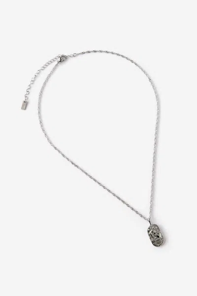 Cotton On Waterproof Pendant Necklace In Silver Hammerd Coin Stone Zodiac Aquarius