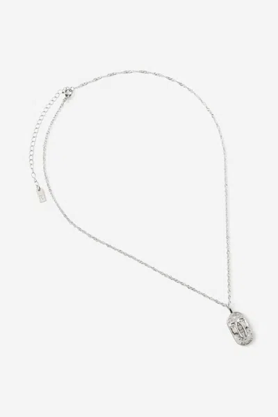 Cotton On Waterproof Pendant Necklace In Silver Hammerd Coin Stone Zodiac Gemini
