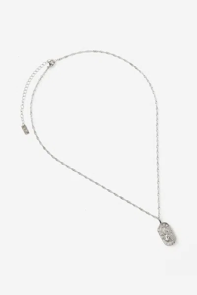 Cotton On Waterproof Pendant Necklace In Silver Hammerd Coin Stone Zodiac Leo