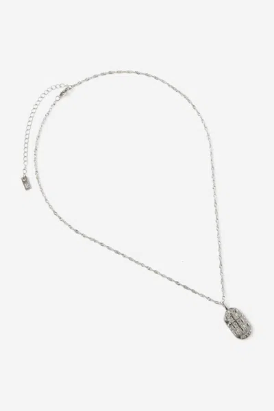 Cotton On Waterproof Pendant Necklace In Silver Hammerd Coin Stone Zodiac Libra