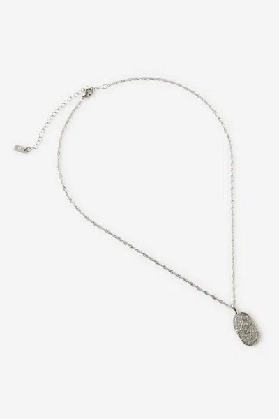 Cotton On Waterproof Pendant Necklace In Silver Hammerd Coin Stone Zodiac Sagittarius