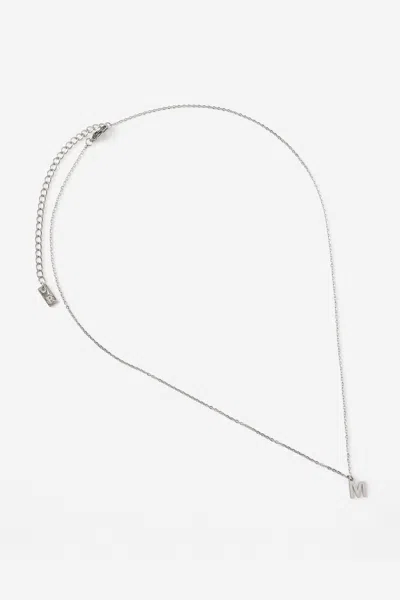 Cotton On Waterproof Pendant Necklace In Silver Initial M Classic Fine Chain